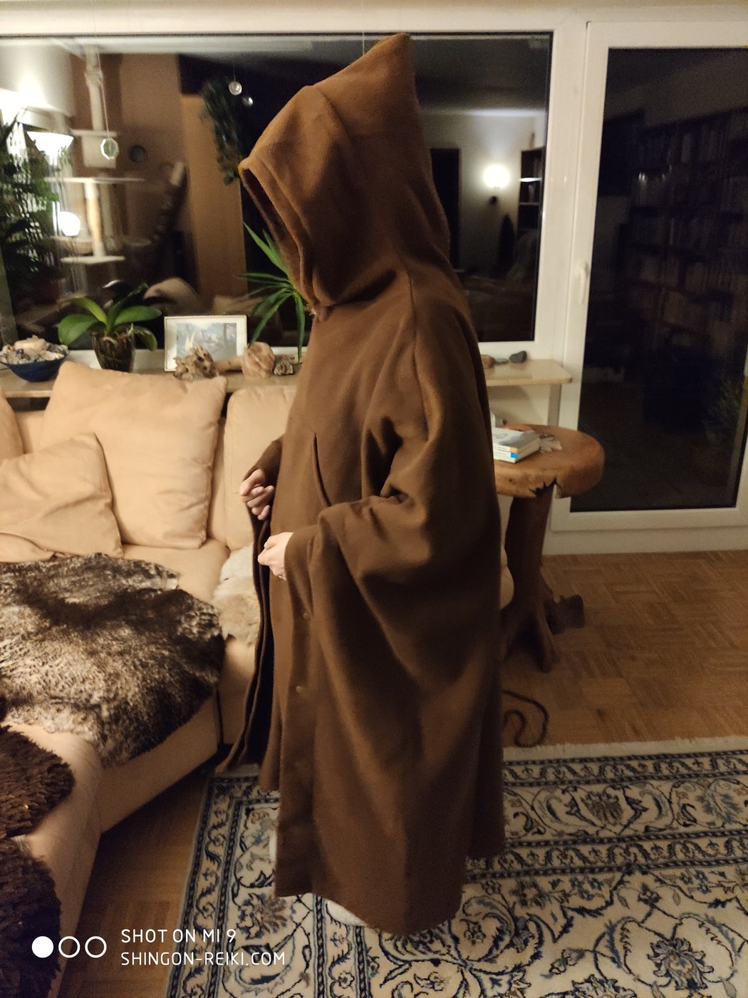 Eileen Wiesmann in monk's hooded robe · shamanic practice